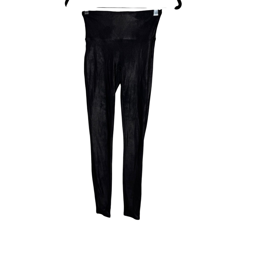 Spanx Faux Leather Leggings Black High Waisted Small Petite 20559Q Womens